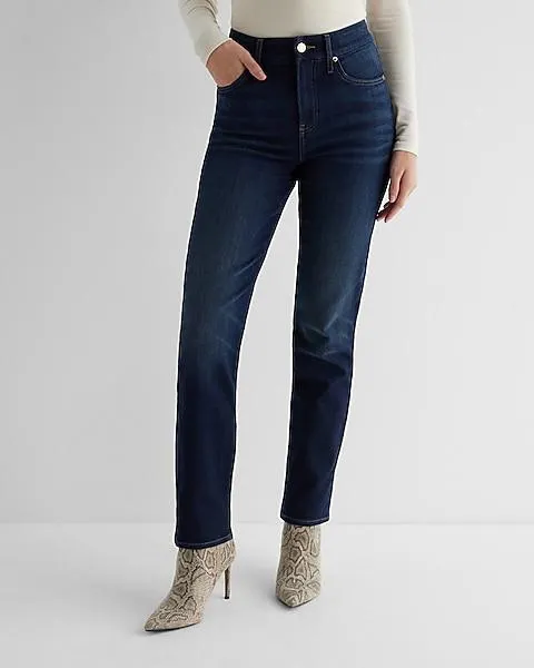 High Waisted Dark Wash FlexX Modern Straight Jeans