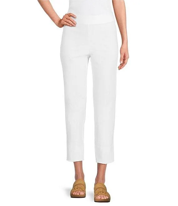 Stretch Crepe Flat Front Crop Pants