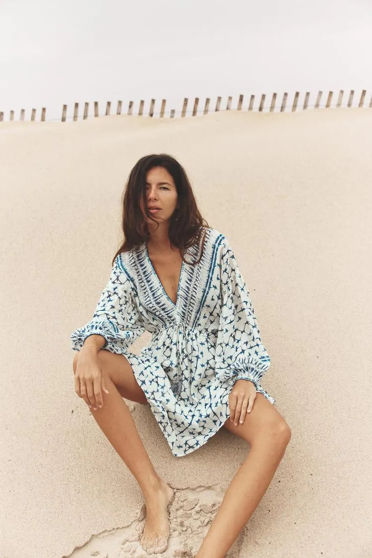 METALLIC THREAD PRINT DRESS