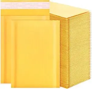 Kraft Bubble Mailers 4x7inch 100Pack Yellow Self-Seal Padded Envelopes Bubble Opaque Padded Mailers Shipping Bags for Small Businesses to Package and Mail Jewelry Cosmetics, Electronic Products, Cards