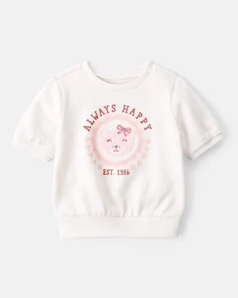 Baby Girl Bear Short-Sleeve Fashion Top - White