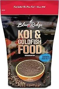 Blue Ridge Koi Fish Food 2lb - Koi Food Mini Growth Formula, Goldfish Food, Premium Fish Food for Ponds, Ponds Fish Food, Floating Pond Pellets
