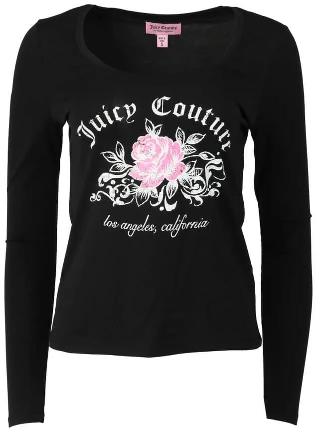 Juicy Couture Juniors Long Sleeve Scoop Neck Graphic Tee