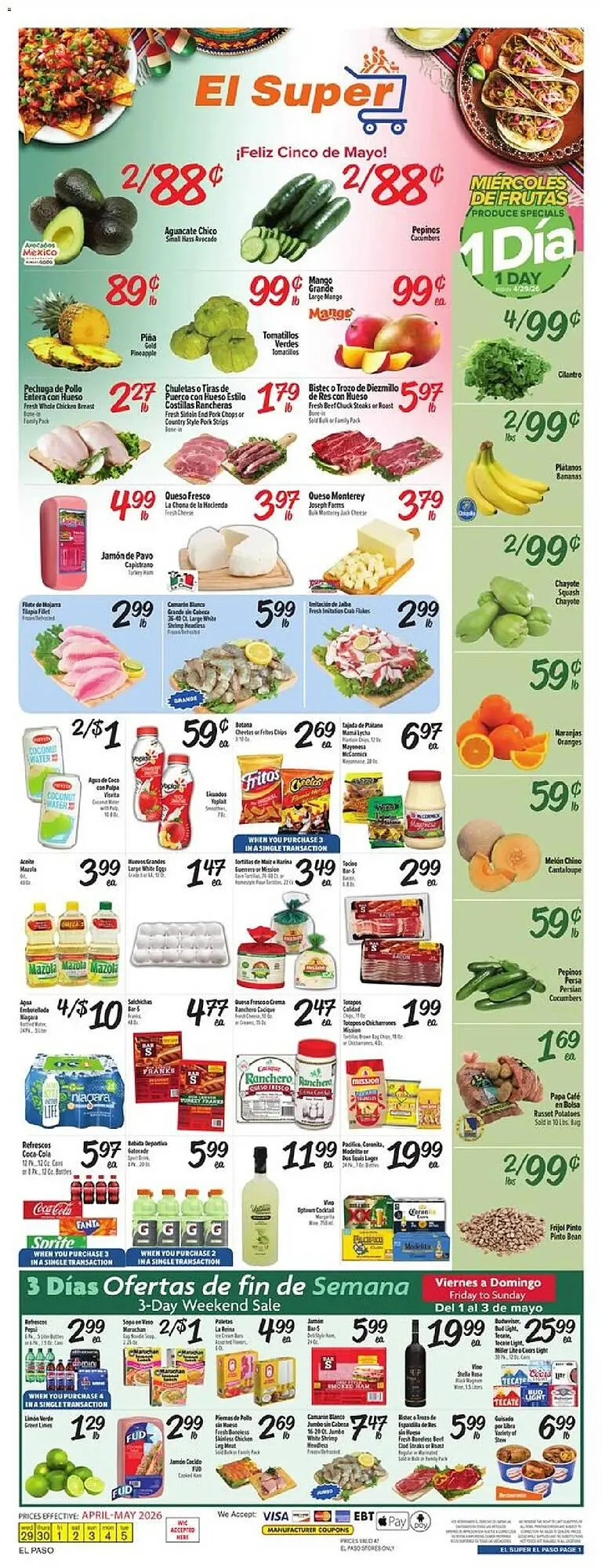 Weekly promotion El Super weekly ad spanning from April 29 to May 6 2026 - Page 1 for Catalogue 365