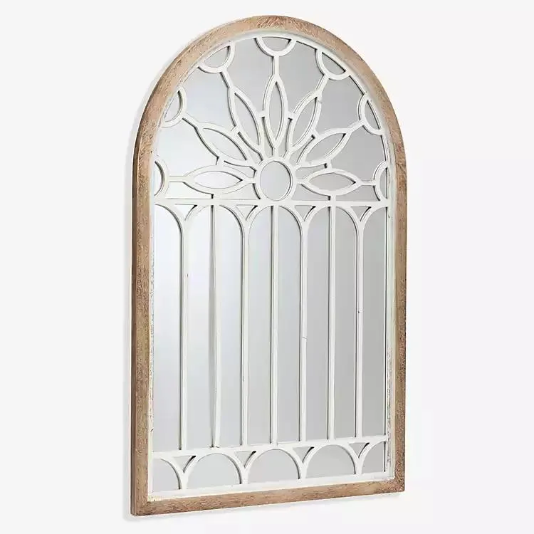 Natural and White Aspen Arch Wall Mirror