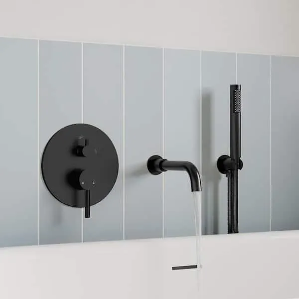 ClassicRain Single Handle 2-Spray Tub and Shower Faucet 2.5 GPM in. Matte Black Stainless Steel Valve Included