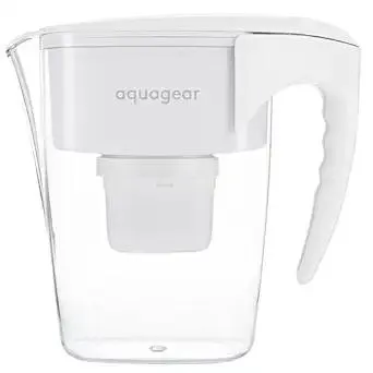 Aquagear Water Filter Pitcher – Lead, Chlorine, PFOA/PFOS, Microplastics Filter, 10 Cup, 120 Gallon Filter Life - Filter Media Made in USA