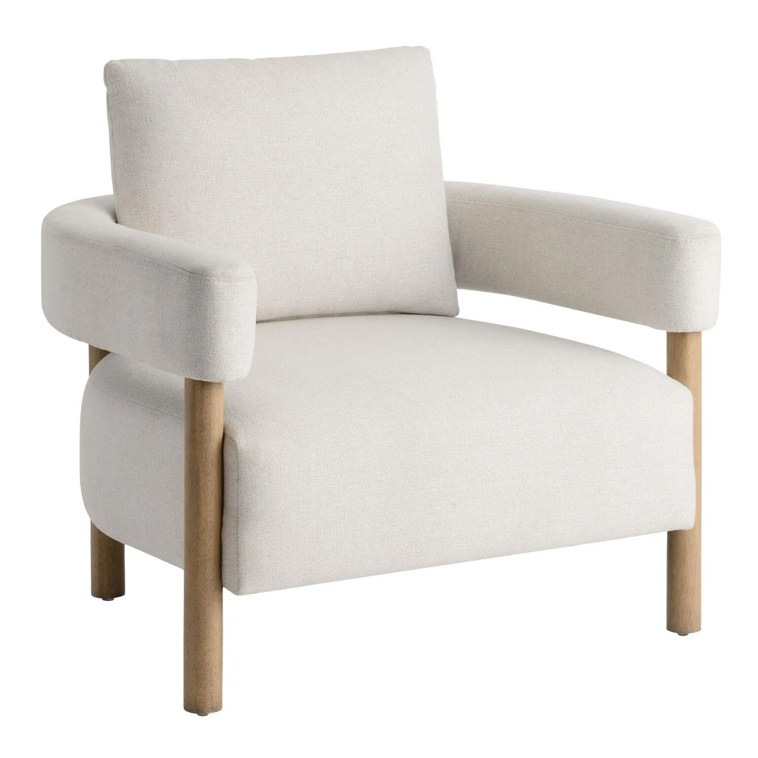 Coralie Ivory and Exposed Wood Curved Back Upholstered Chair