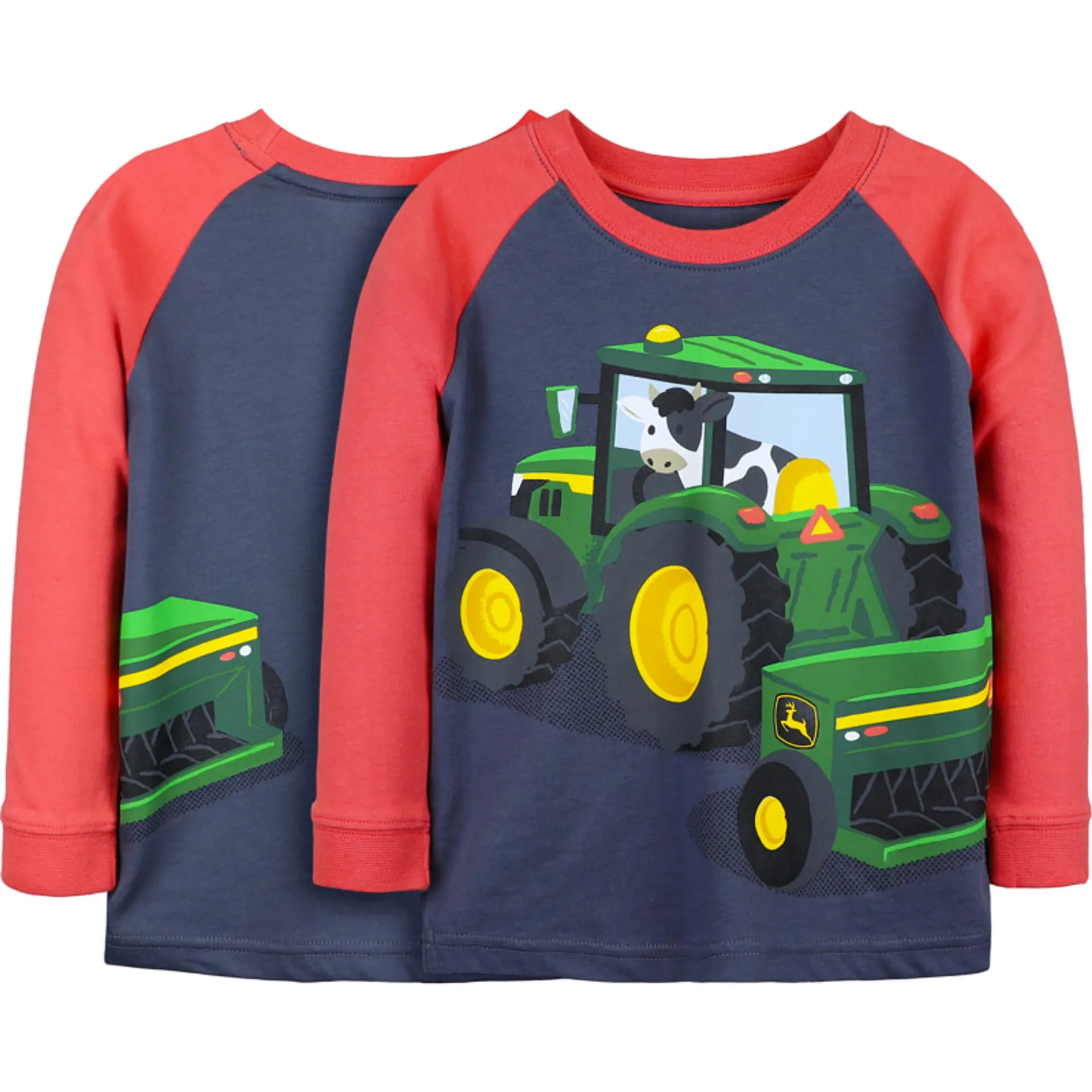 John Deere Toddler Boys Red/Navy Cow Tractor Long Sleeve Sweatshirt