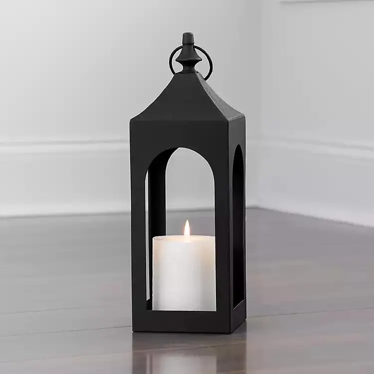 Matte Black Hampshire Metal Lantern, 24 in.