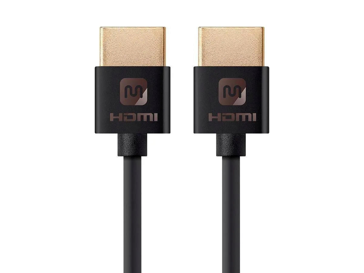 Monoprice 4K High Speed Slim HDMI Cable - 4K60Hz, 18Gbps, HDR, 0.5ft, Black
