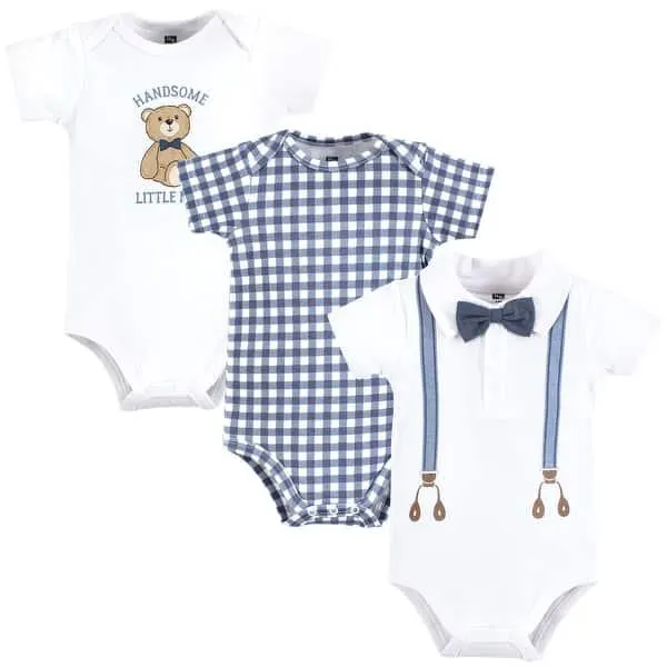 Hudson Baby Infant Boy Cotton Bodysuits, Gentleman Bear Suspender