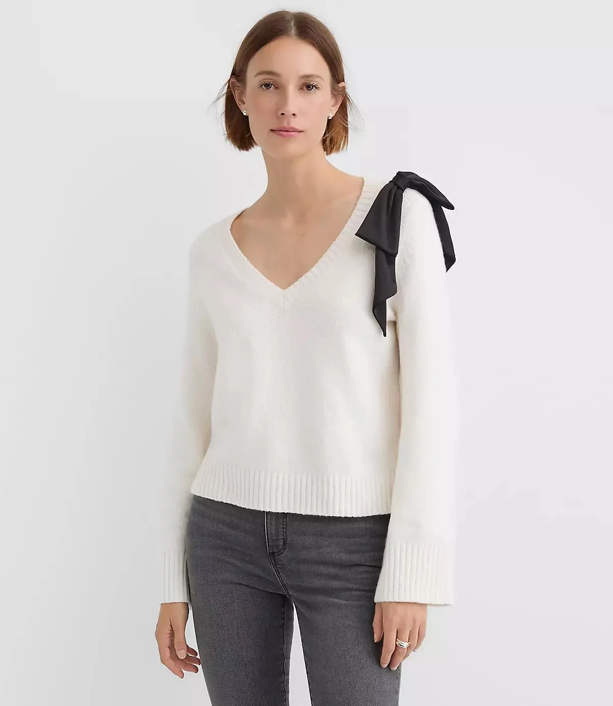 Satin Bow Wide Sleeve Sweater