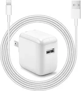 iPad Charger iPhone Fast Charger 12W USB Wall Charger Foldable Portable Travel Plug with USB Charging Modem Cables Compatible with iPhone, iPad, iPad mini, iPad Air 1/2/3, Airpod