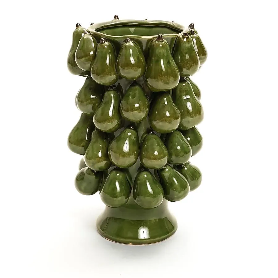 LuxenHome Green Ceramic Modern Vase