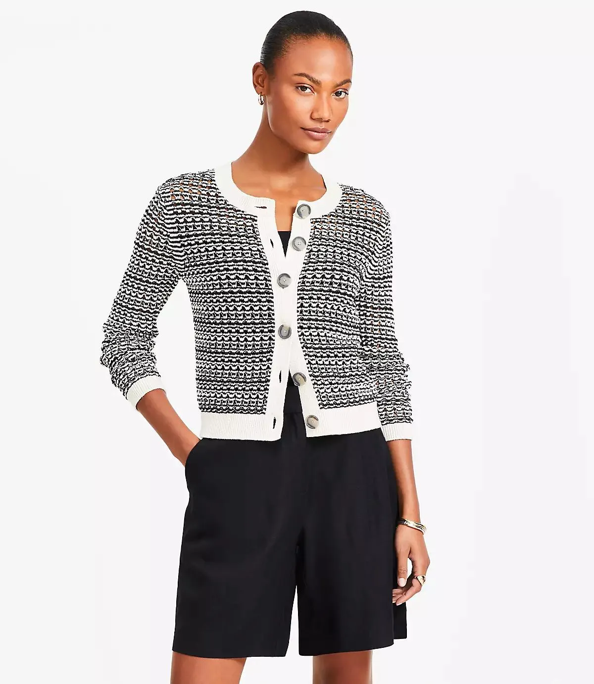 Two Tone Open Stitch Cardigan