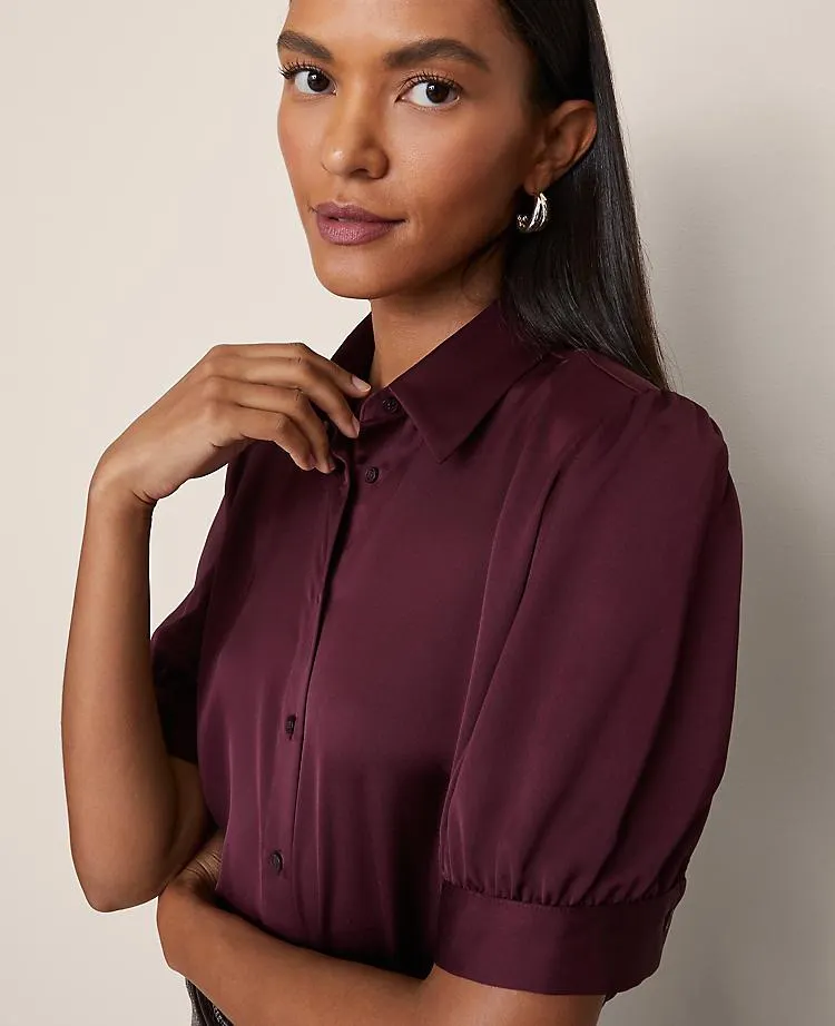 Satin Button Down Blouse