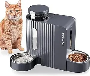 Gardner Pet Automatic Gravity Cat Food Feeder and Water Dispenser Stainless Steel Two-in-One Set Large Capacity Dispenser for Pets Dogs, Puppies, Kittens, Rabbits