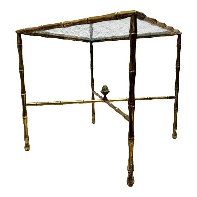1950s Faux Bamboo Brass Square Side Table Arturo Pani