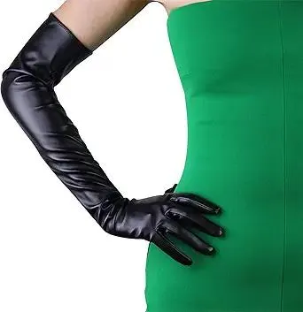 DooWay Women Long Leather Opera Gloves Evening Party Costume Faux Leather Cosplay Dress Accessories 24 inches