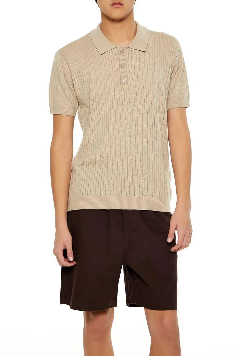Pointelle Knit Polo Shirt