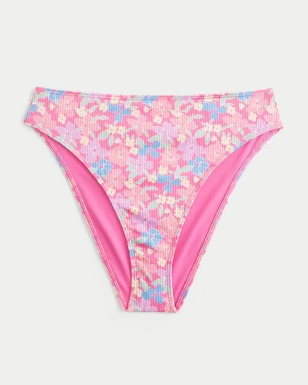 Curvy High-Leg High-Waist Ribbed Cheeky Bikini Bottom