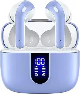 TAGRY Bluetooth Headphones True Wireless Earbuds 60H Playback LED Power Display Earphones with Wireless Charging Case IPX5 Waterproof in-Ear Ear buds with Mic for TV Smart Phone Laptop Computer Sports