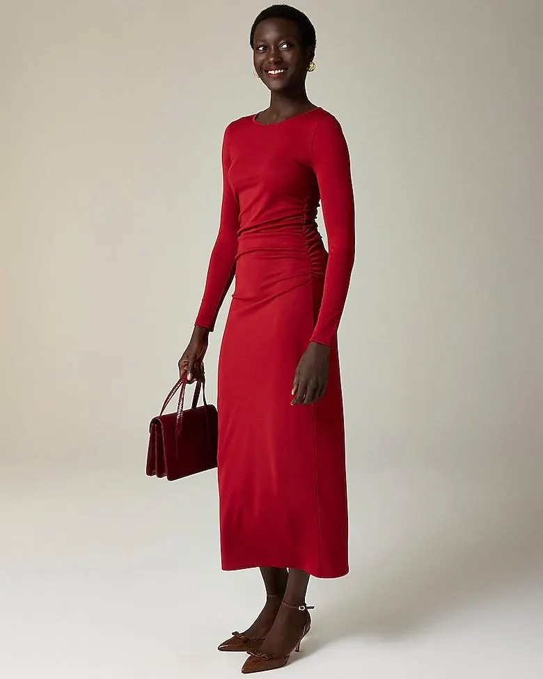 Long-sleeve dress in jersey crepe