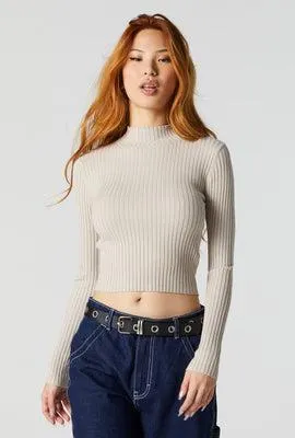 Ribbed Knit Mock Neck Sweater