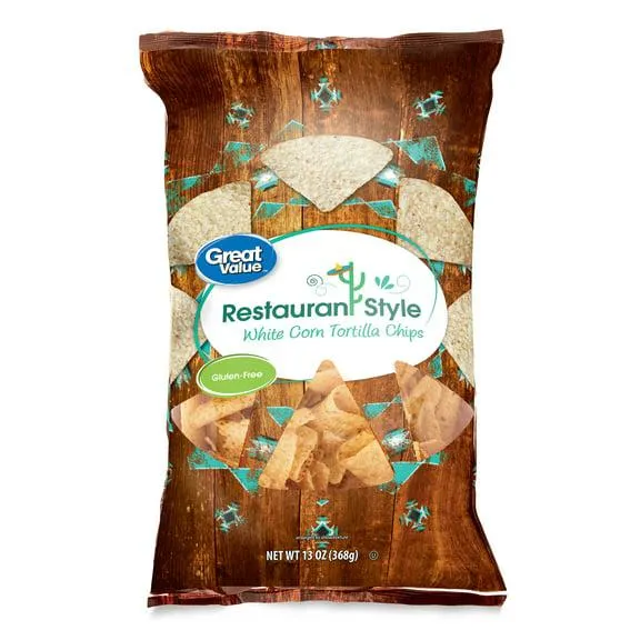 Great Value Restaurant Style White Corn Tortilla Chips, 13 oz