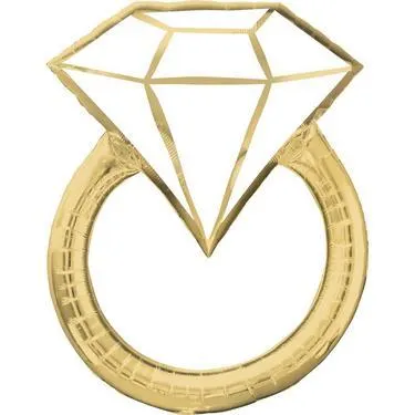 Giant Gold Engagement Ring Foil Balloon, 30in