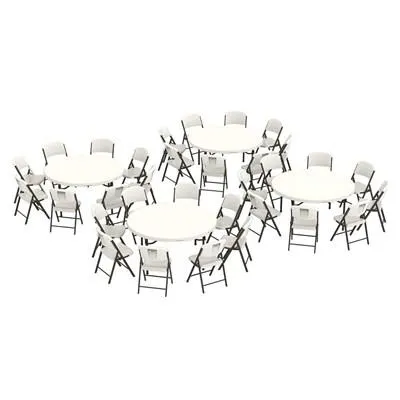Lifetime 60-Inch Round Stacking Table (4) and Chair (32) Combo - Commercial