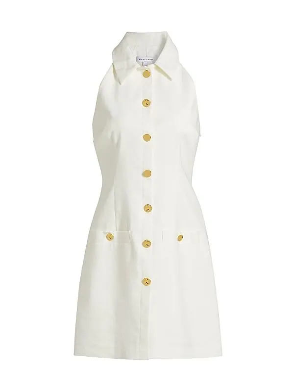 Roxanne Linen-Blend Halter Minidress