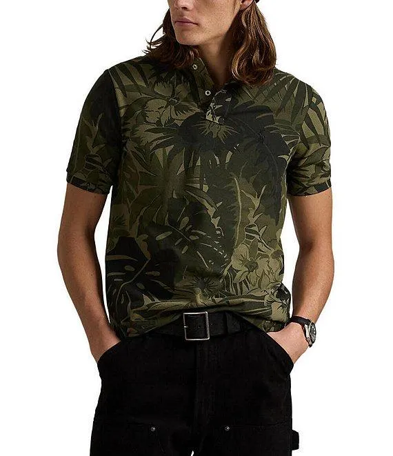Classic Fit Palm-Camo Mesh Short Sleeve Polo Shirt