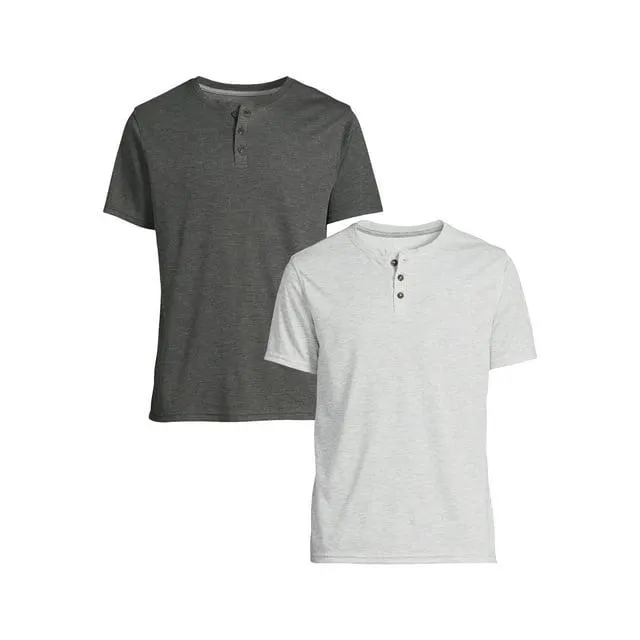 George Men’s & Big Men's 2-Pack Henley Tee with Short Sleeves, Sizes S-3XL