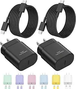 Type C Charger Fast Charging USB C Samsung Chargers Block 25W Super Fast Wall Chargers for Samsung Galaxy S25/S24 S23 S22 S21 Ultra/S20/S20 Ultra/Note 20 Ultra,Android Charger