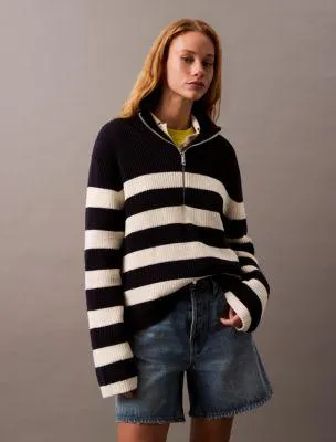 Smooth Cotton Chunky Quarter-Zip Sweater