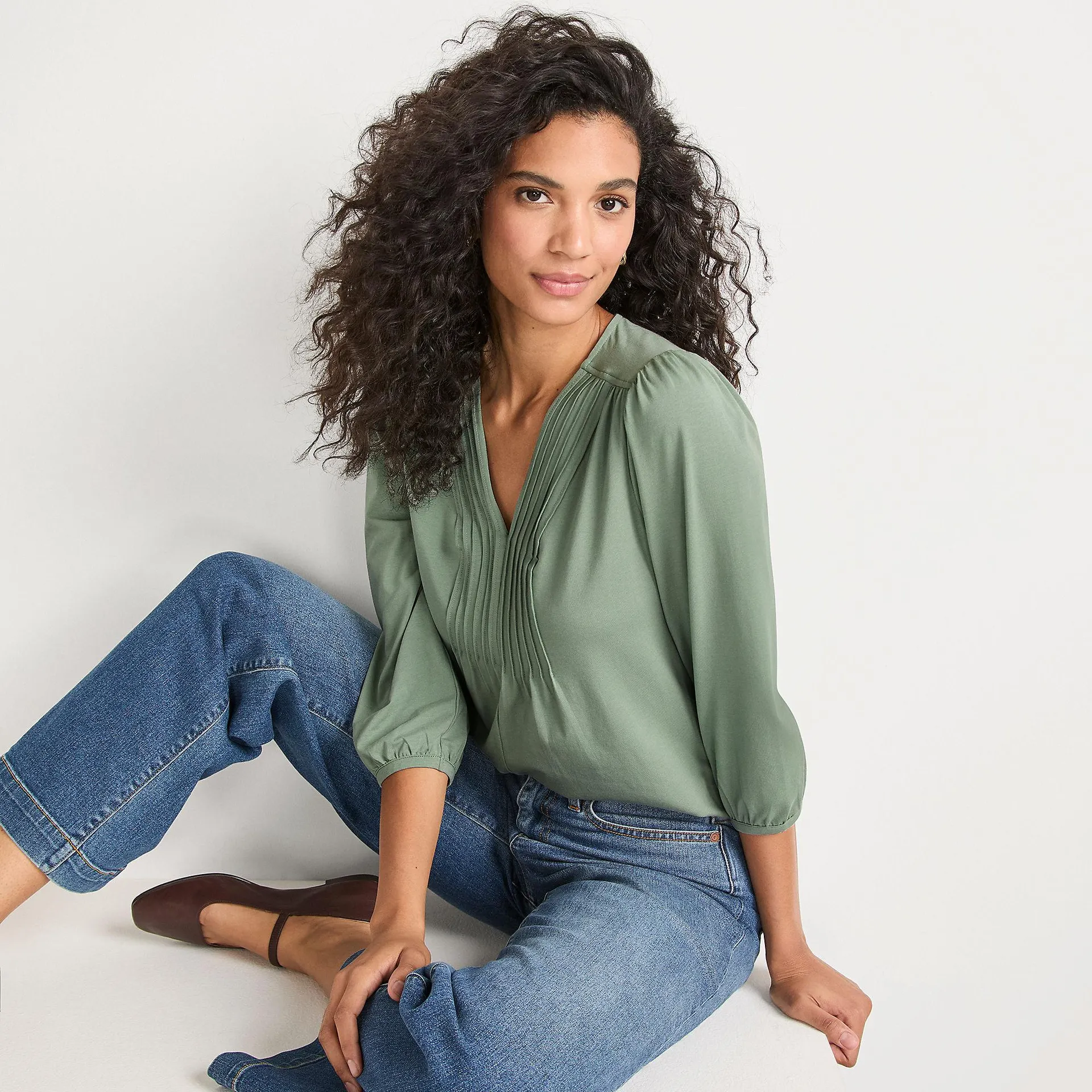 Women's Lightweight Jersey Pintuck Top