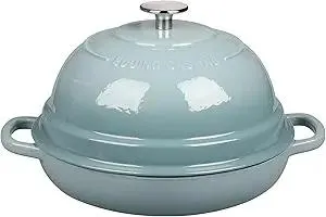 Enameled Cast Iron Dutch Oven Pot with Lid, Round Bread Oven for Homemade Sourdough Bread Baking, 6 Quart, Seasalt
