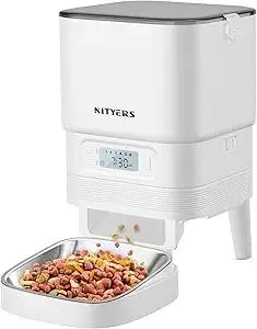 Automatic Cat Feeder - Nityers 4L Timed Cat Dry Food Dispenser with Stainless Steel Bowl,1-6 Meals Per Day, Programmable Portion Size, Detachable Washable, Auto Pet Feeder for Cats and Small Dogs