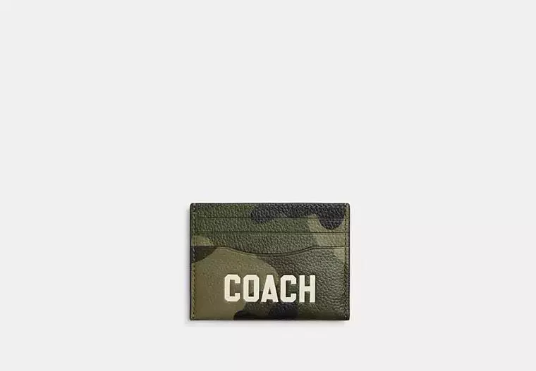 Card Case With Camo Print And Coach Graphic