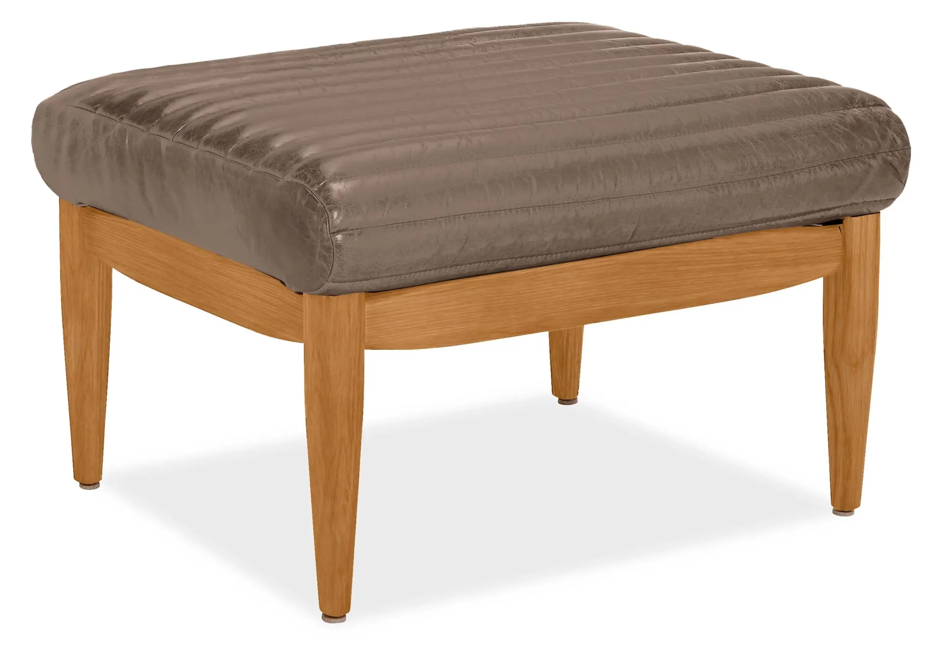 Callan 24w 20d 15h Ottoman in Cyrus Putty Leather with White Oak Frame