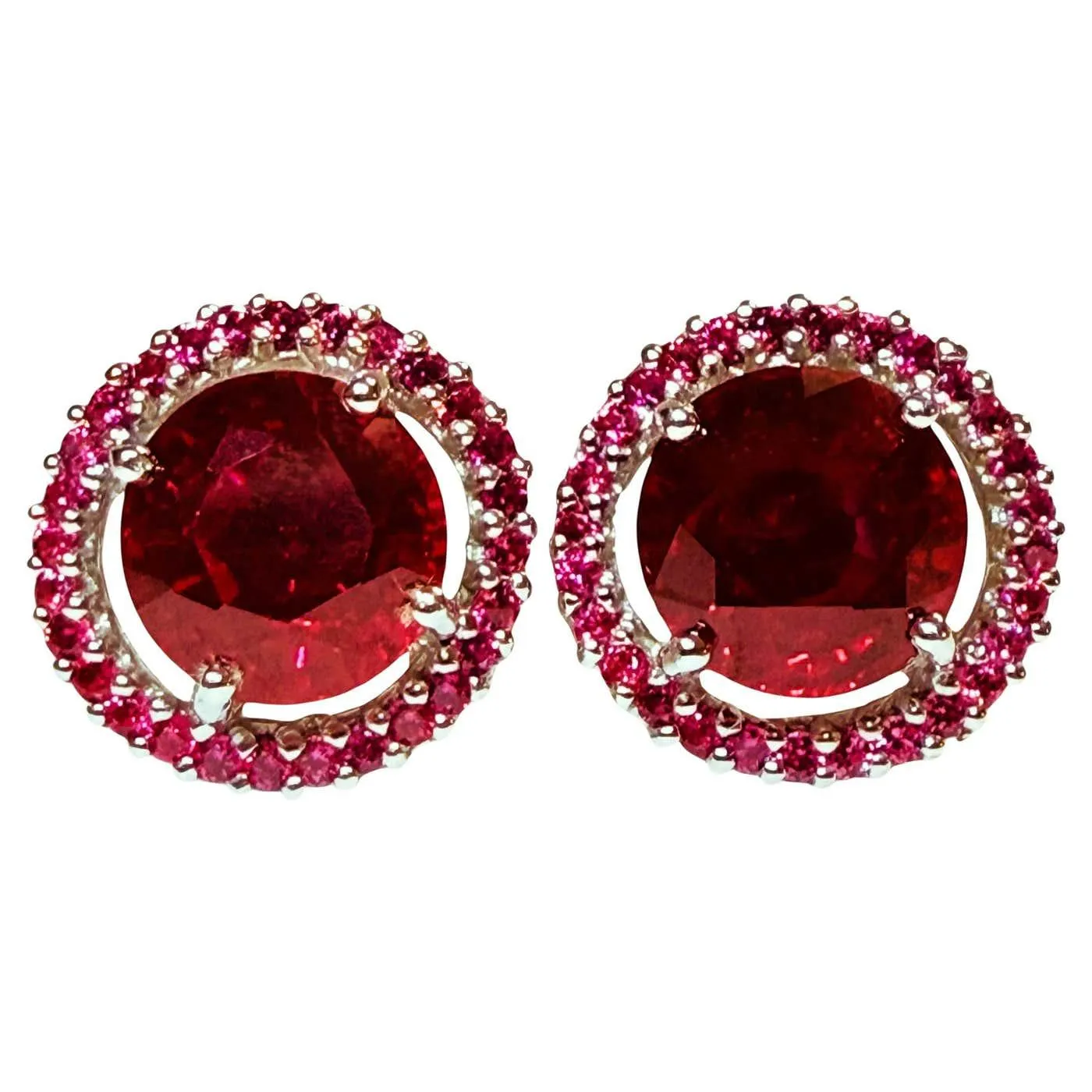 New 6.2 Carat Red Sapphire & Diamond Cut Sapphire Sterling Earrings