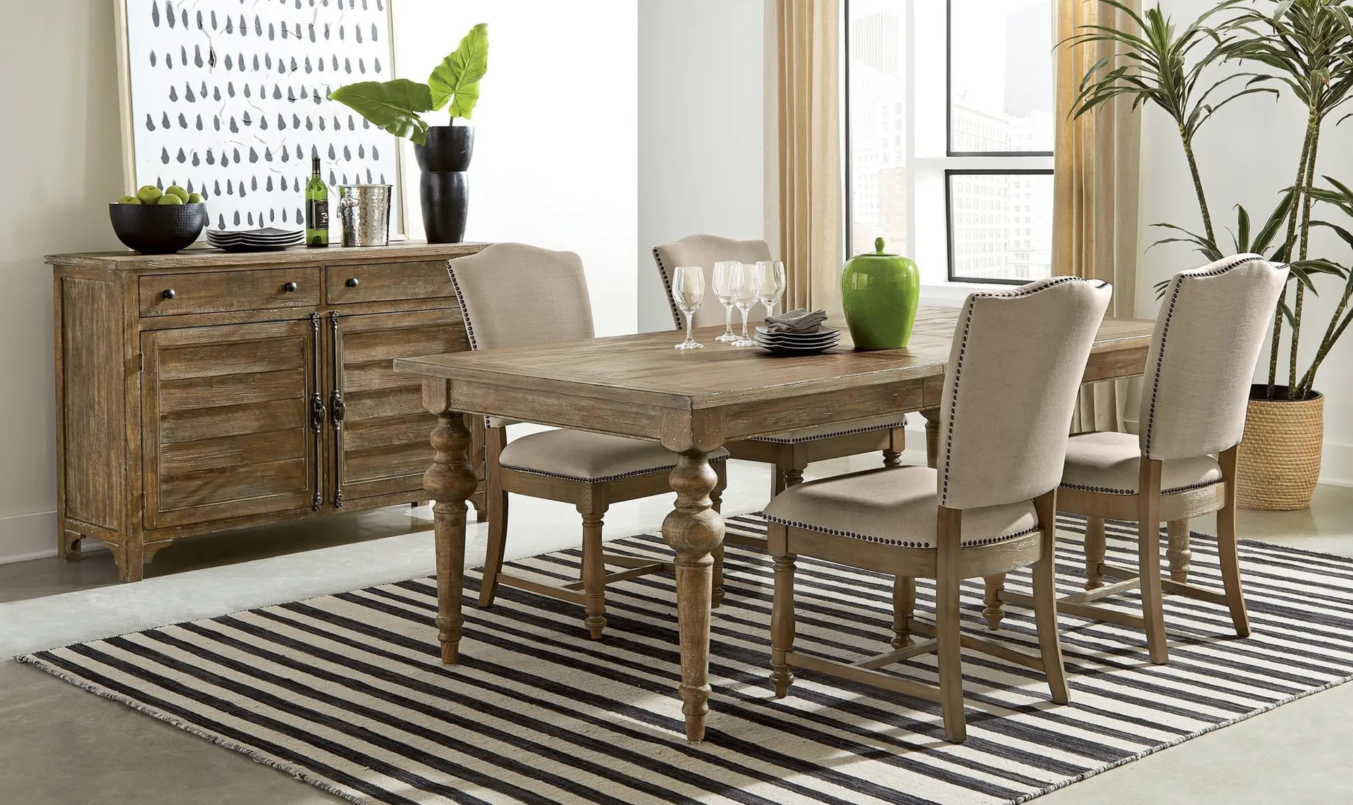 Sonora Expandable Dining Table Set in Snowy Desert