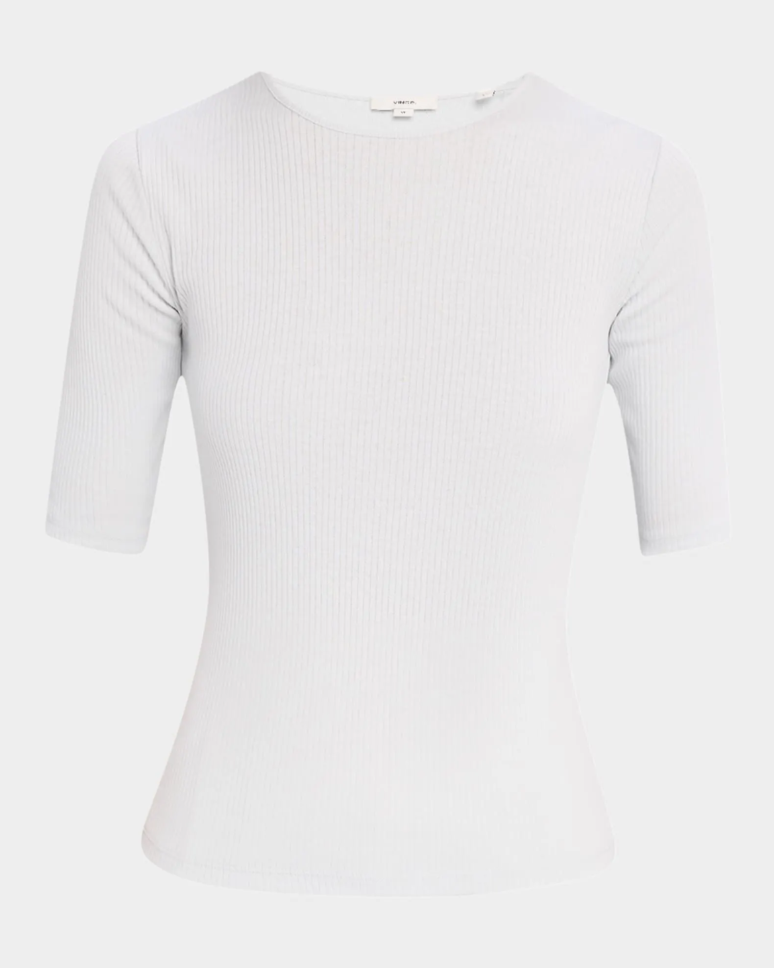 Ribbed Elbow-Sleeve Crewneck Top