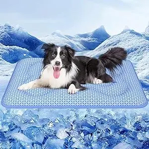 Rywell Dog Cooling Mat, 44*32 Super Thick & Comfortable Cooling Mat for Large Dog with Arc-Chill 3.0 & PCM Tech(Q-Max>0.5), Endothermic Color Changing&Dual Sided for All-Year Use, Portable for Pet Bed