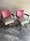 Set of Vintage Barber Chairs in Pink and Silver, 1950s