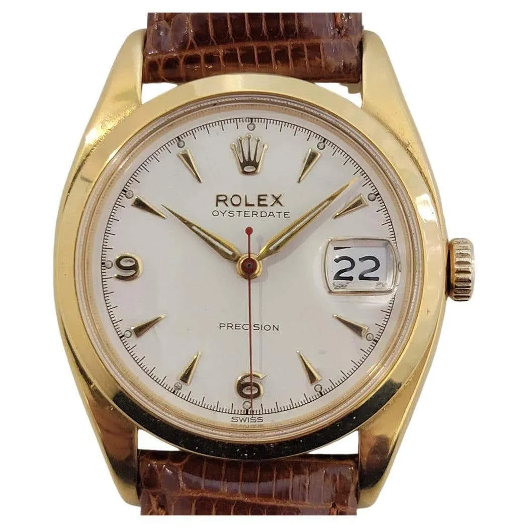 Mens Rolex Oysterdate Precision 6494 34mm Gold Capped Manual Wind 1950s NA121