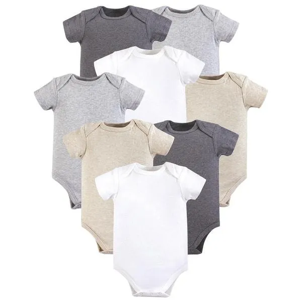 Hudson Baby Cotton Bodysuits 8pk, Heather Gray