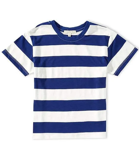 Big Girls Short Sleeve Big Stripe Relaxed Boxy T-Shirt